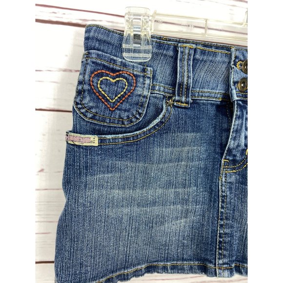 Bubblegum‎ Juniors Size 5/6 Distressed Denim Blue Jean Boho Mini Skirt - Picture 5 of 8